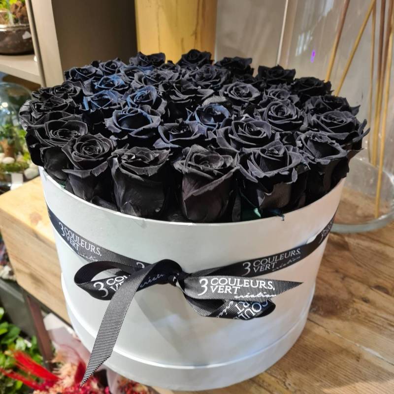 Coffret de roses noires xxl