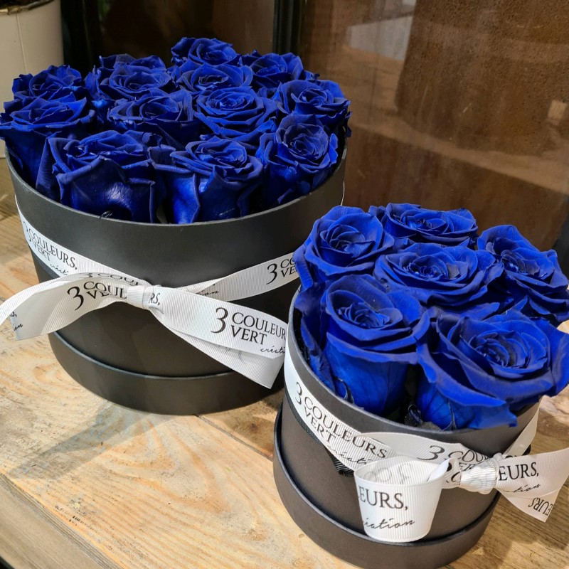 boîte de rose eternelles bleue à lyon